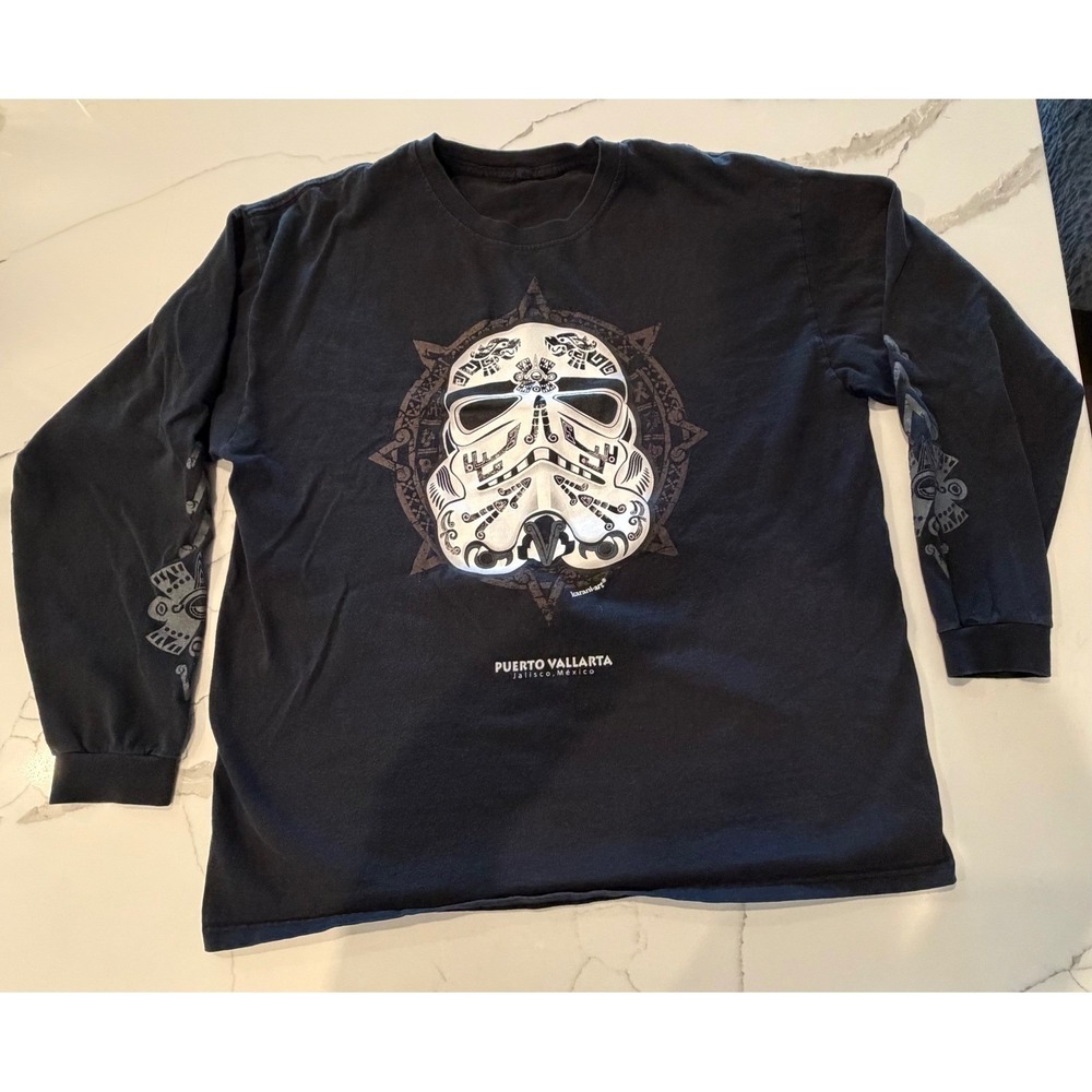 Karani-Art Puerto Vallarta Stormtrooper Sugar Skull Long‎ Sleeve Shirt Black L